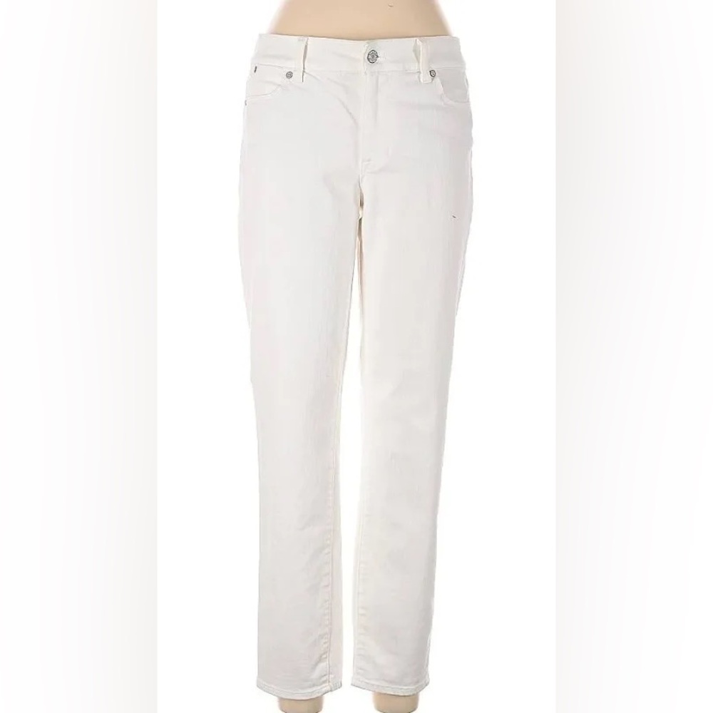 Talbots Boyfriend Five Pocket Denim Jeans White EUC Size 10